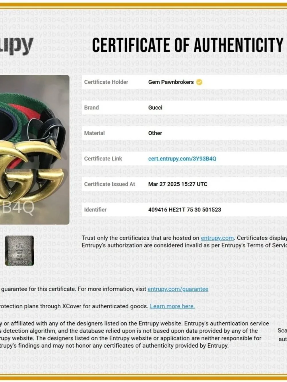 Gucci GG Marmont Web Belt Canvas Leather Size 70X30 - Green  display picture 2